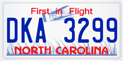 NC license plate DKA3299