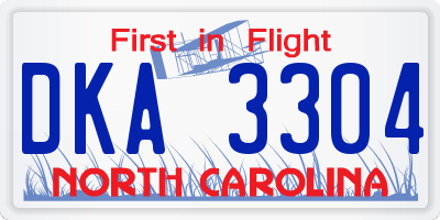NC license plate DKA3304