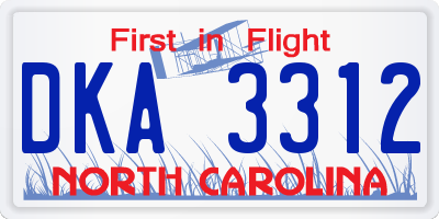 NC license plate DKA3312