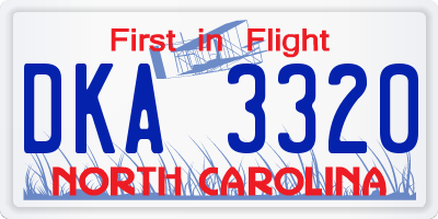 NC license plate DKA3320