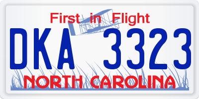 NC license plate DKA3323