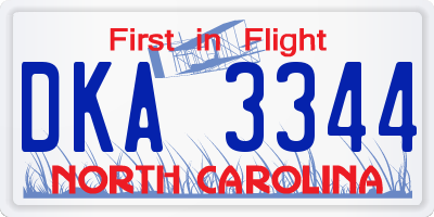 NC license plate DKA3344