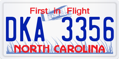 NC license plate DKA3356