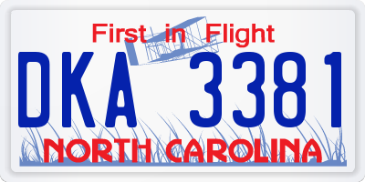 NC license plate DKA3381