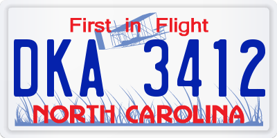 NC license plate DKA3412
