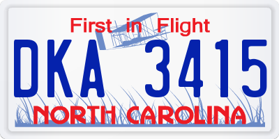 NC license plate DKA3415