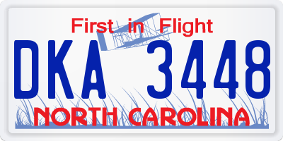 NC license plate DKA3448