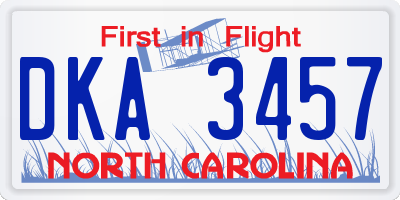 NC license plate DKA3457