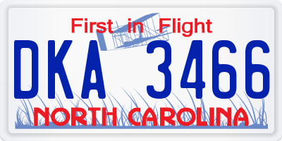 NC license plate DKA3466