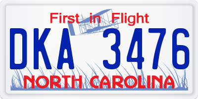NC license plate DKA3476