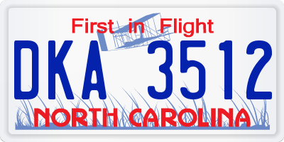 NC license plate DKA3512