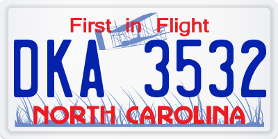 NC license plate DKA3532