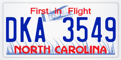 NC license plate DKA3549