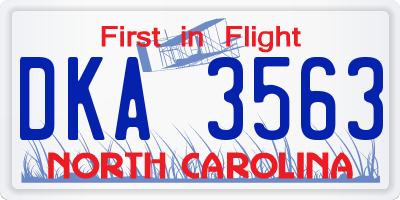 NC license plate DKA3563