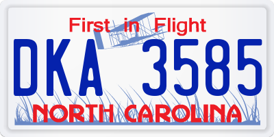 NC license plate DKA3585