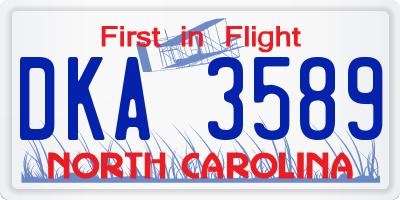 NC license plate DKA3589