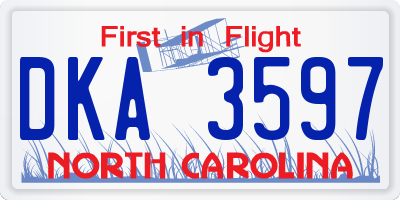 NC license plate DKA3597