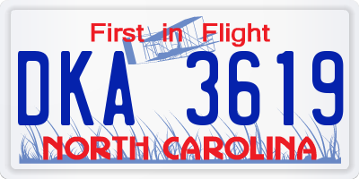 NC license plate DKA3619