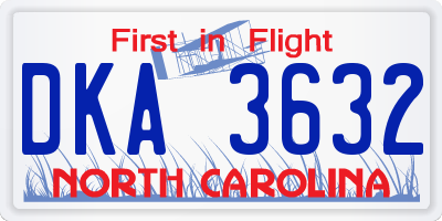 NC license plate DKA3632