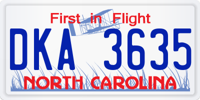 NC license plate DKA3635