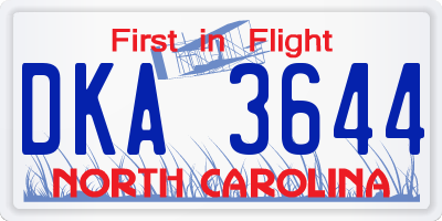 NC license plate DKA3644