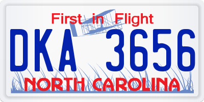 NC license plate DKA3656