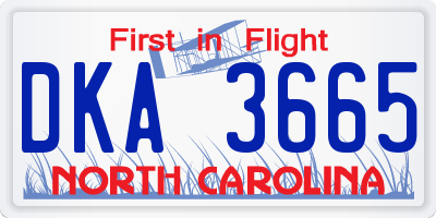 NC license plate DKA3665