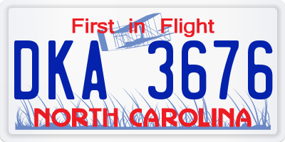 NC license plate DKA3676