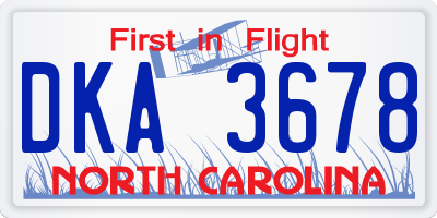 NC license plate DKA3678