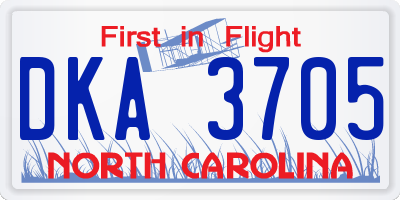 NC license plate DKA3705