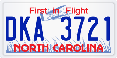 NC license plate DKA3721