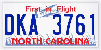 NC license plate DKA3761