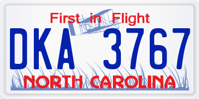 NC license plate DKA3767