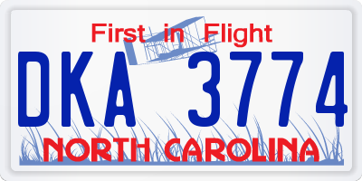 NC license plate DKA3774