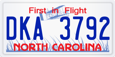 NC license plate DKA3792