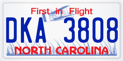 NC license plate DKA3808