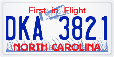 NC license plate DKA3821