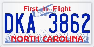 NC license plate DKA3862