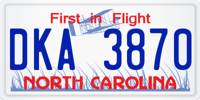 NC license plate DKA3870