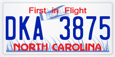 NC license plate DKA3875
