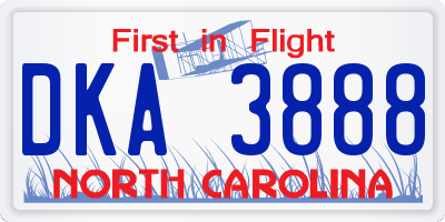 NC license plate DKA3888