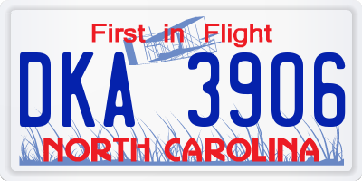 NC license plate DKA3906