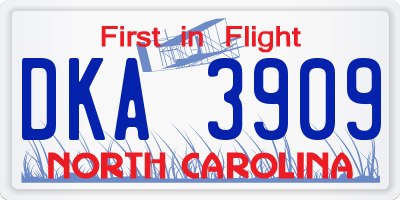 NC license plate DKA3909