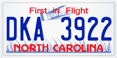 NC license plate DKA3922