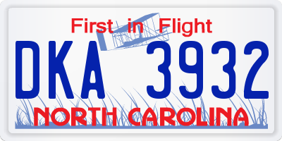 NC license plate DKA3932