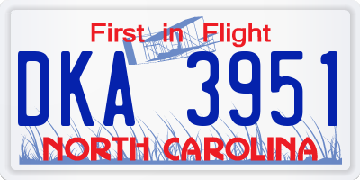 NC license plate DKA3951