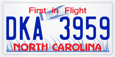 NC license plate DKA3959