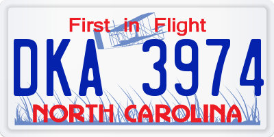NC license plate DKA3974