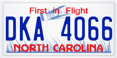 NC license plate DKA4066