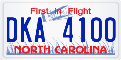 NC license plate DKA4100